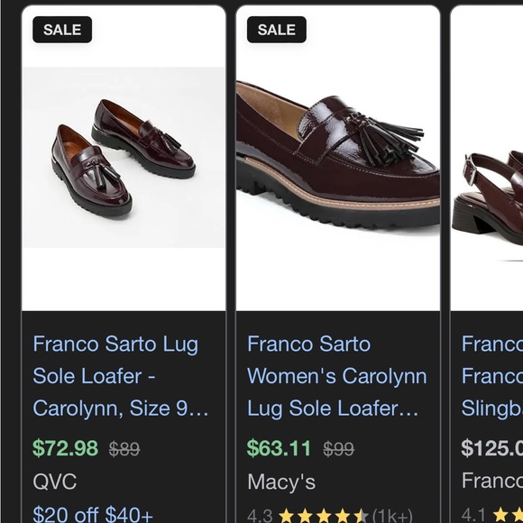 Franco Sarto Carolynn Loafers in Burgundy - Picture 4 of 5